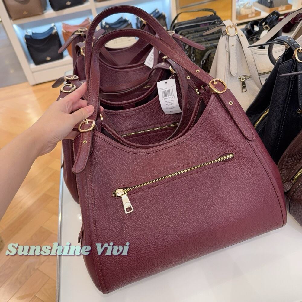 NWT Coach Erin Shoulder Bag Refined Pebble Leather CAQ86 DARK WINE - Picture 6 of 6